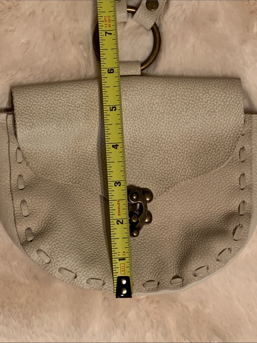 Free People Leather Crossbody Small Purse Vintaged Ivory - Picture 13 of 14
